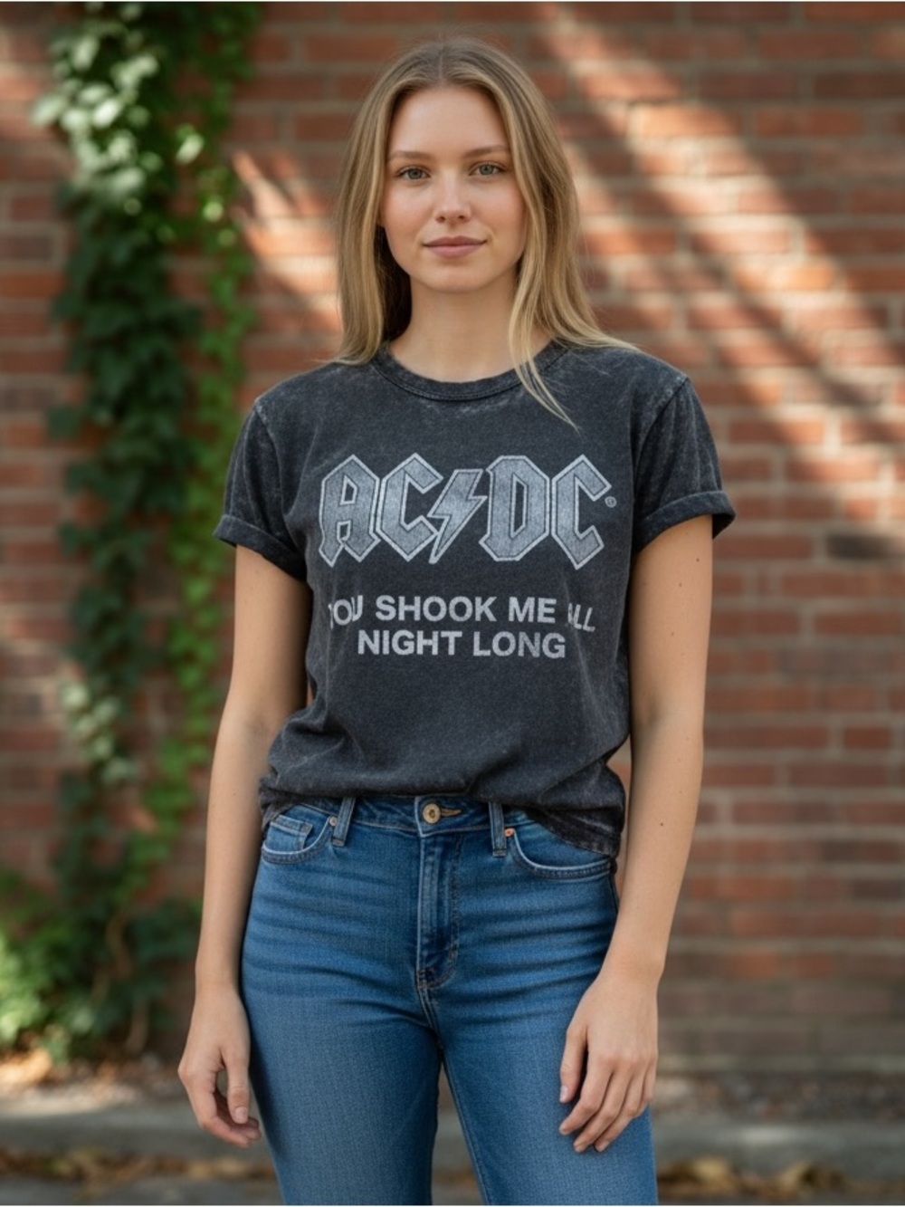 Recycled Karma Gray AC/DC Graphic Tee